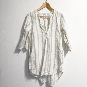 CP Shades Free People Linen Tunic Top XS Stripe White Stripe Lagenlook Boho